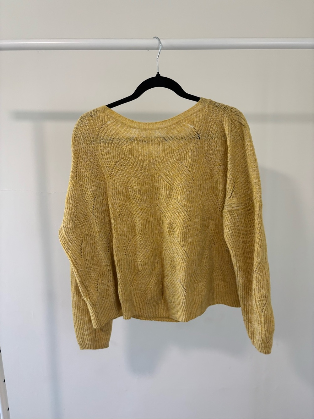 Anthropologie Yellow Cable Knit Women's Sweater | size XL
